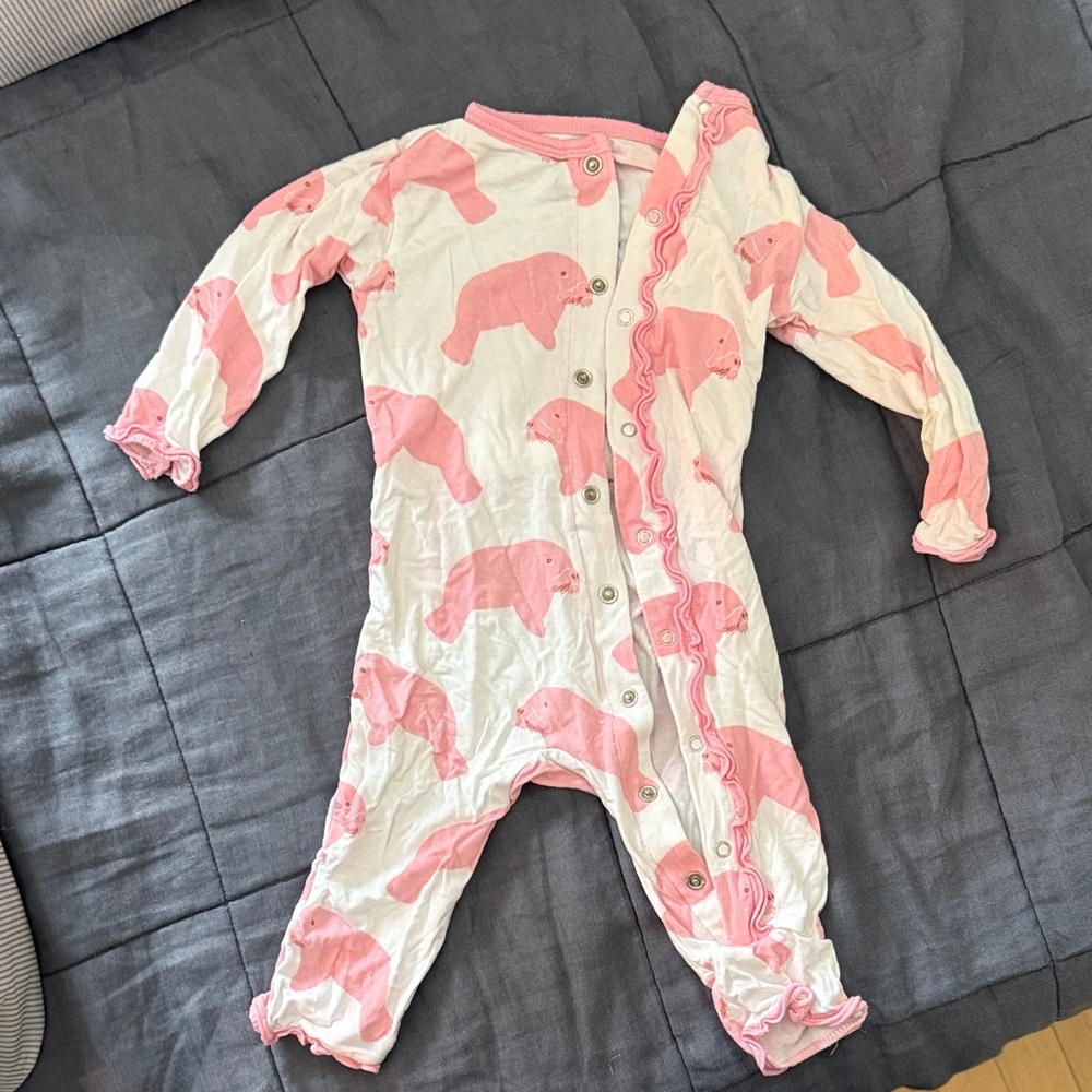 Kickee Pants Pink and White Bear Bodysuit